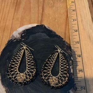 Black and gold beaded earrings